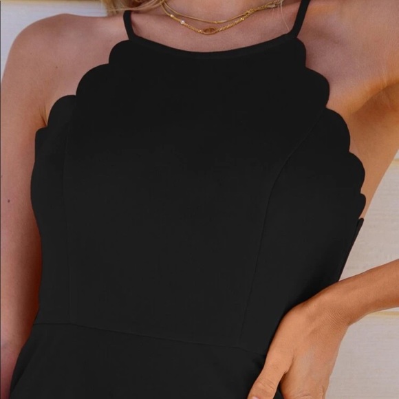 Scallop Trim Solid Cami Dress - Picture 3 of 7